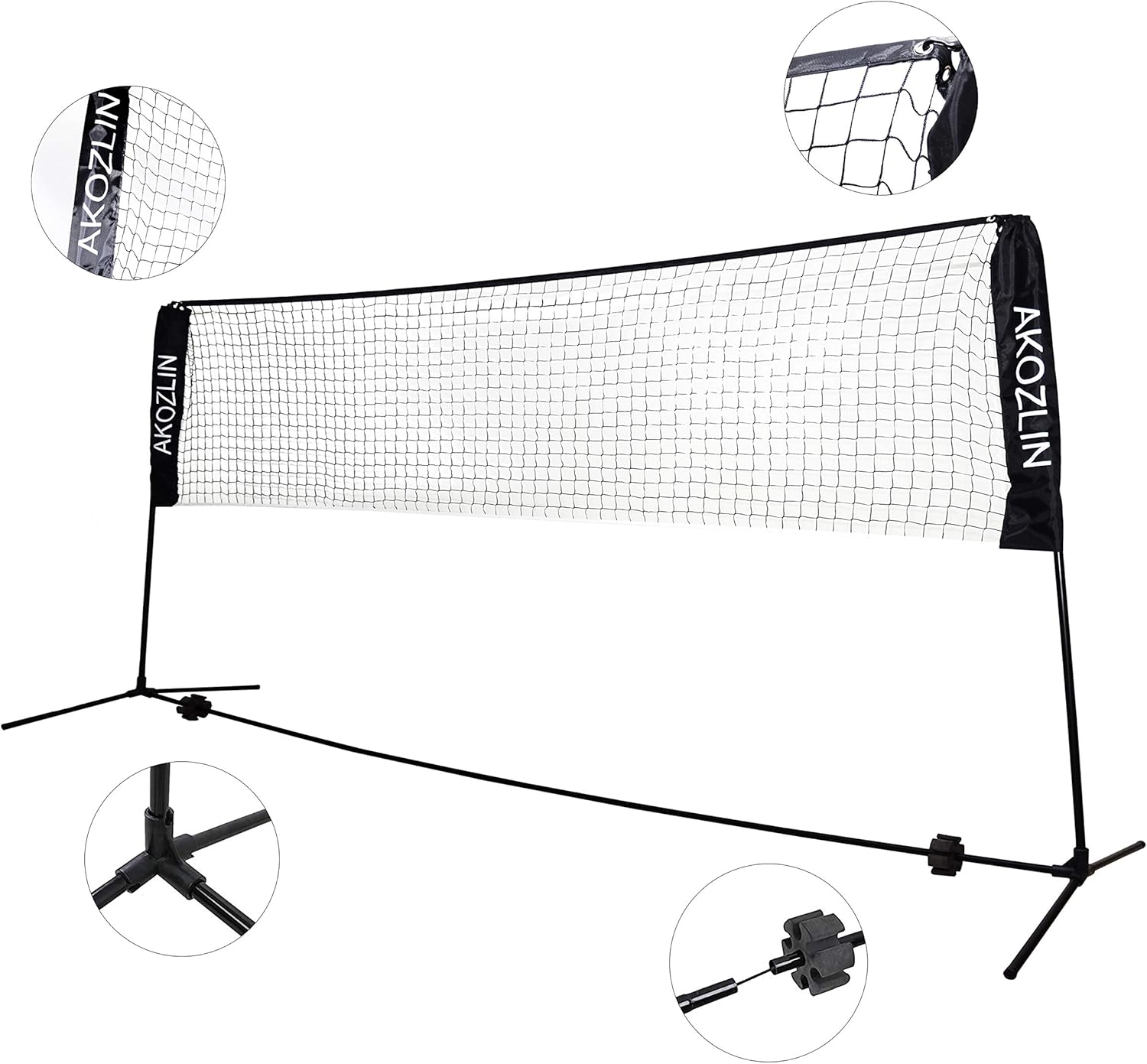 AKOZLIN Portable Adjust Height 2.8-5ft Tennis Badminton Volleyball Net Set - Net for Tennis, Soccer Tennis, Pickleball, Kids Volleyball for Indoor or Outdoor Court, Beach, Driveway : Sports & Outdoors