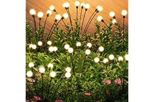 E-Kong Solar Garden Lights, 4 Pack 32 LED Solar Lights Outdoor Waterproof, Bright Warm White Solar Powered Firefly Lights, Wind Dance Solar Lights for Outside Backyard Walkway Halloween Decoration