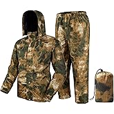 Fousam Rain Suit, Rain Gear for Men Waterproof, Camo Rain Jacket, Lightweight Rain Coat