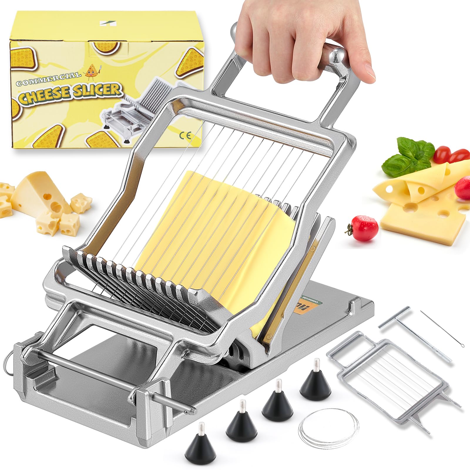Photo 1 of Huanyu Cheese Slicer Commercial Block Cheese Cutter Board with 316 Stainless Steel Wire Aluminum Alloy Body 3/8 IN&3/4 IN Removable Butter Cutting Blade Replaceable