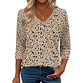 Zeagoo 3/4 Length Sleeve Womens Tops Casual V Neck Shirts Soft Basic Tees Business Work Blouses