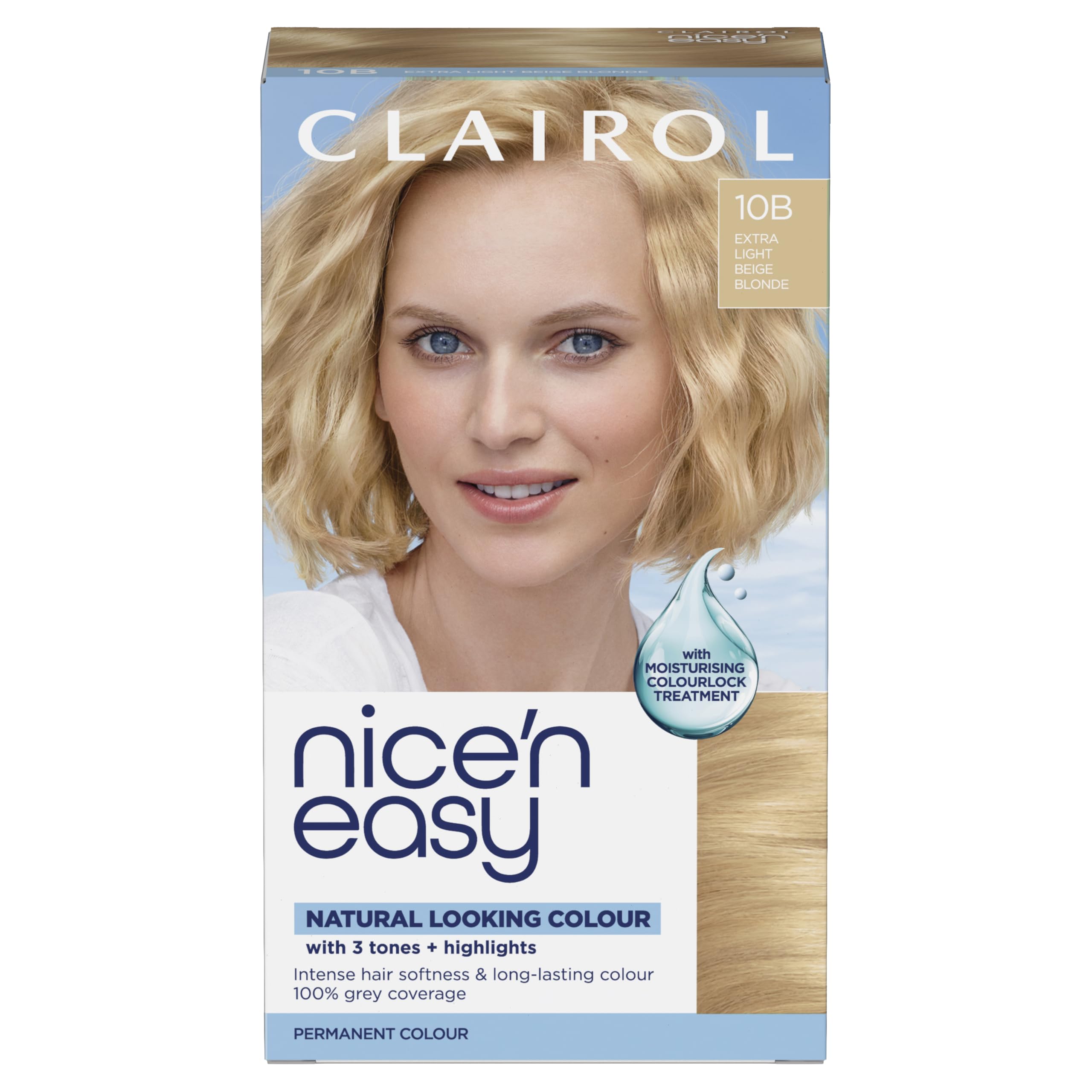 Clairol Nice'n Easy Crème, Natural Looking Oil Infused Permanent Hair Dye, 10B Extra Light Beige Blonde