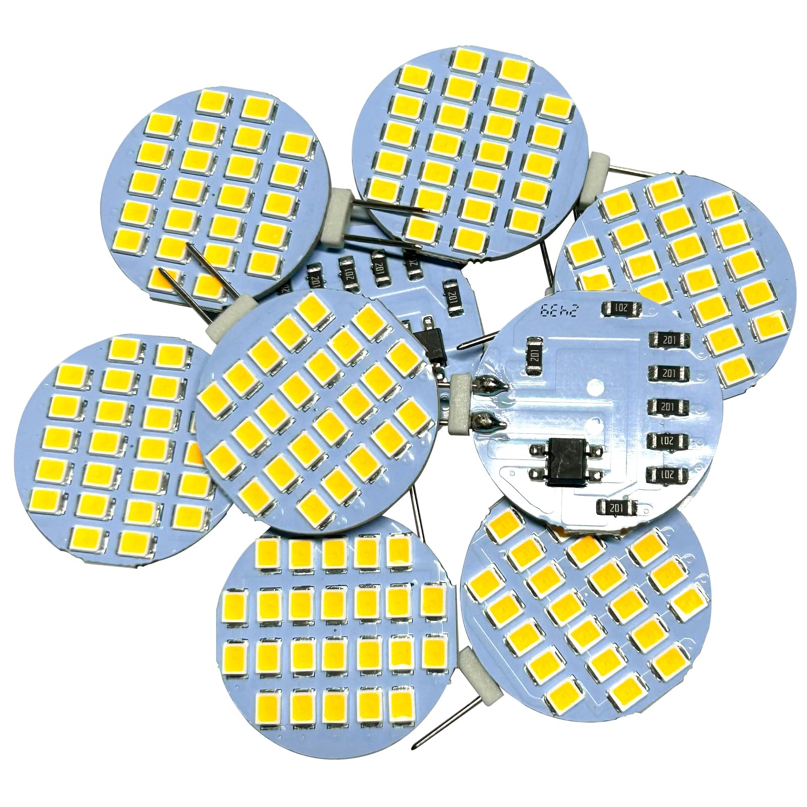 GRV G4 Bi Pin Base Halogen Replacement Bulb 24-2835SMD LED Bulb Lamp Super Bright RV Camper Under Cabinet Dome Light DC12V Dimmable Warm White Soft Light Pack of 10