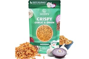 Homtiem Crispy Garlic & Onion : Sichuan 3.5 Oz., Versatile Seasoning, All-Natural, Non-GMO, Vegan & Gluten-Free, Ready-to-Use, Keto-Friendly, Low-Carb