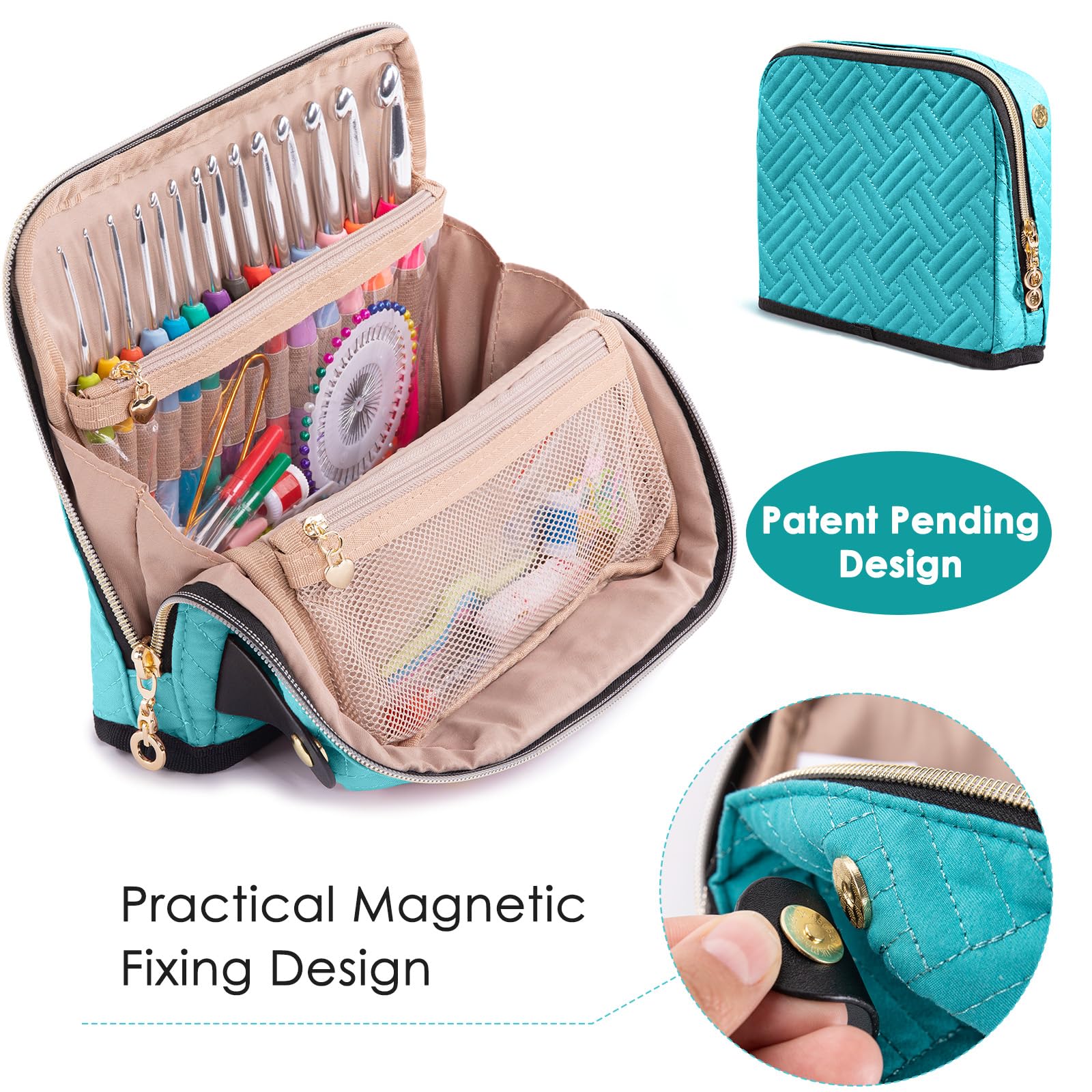 MYBAGZING Empty Crochet Hook Case - Crochet Hook Organizer Case Stand Up (Upgraded) -Corchet Organizer - Crochet Hook Holder for Knitting & Crochet Supplies, Crochet Needles, Crochet Accessories