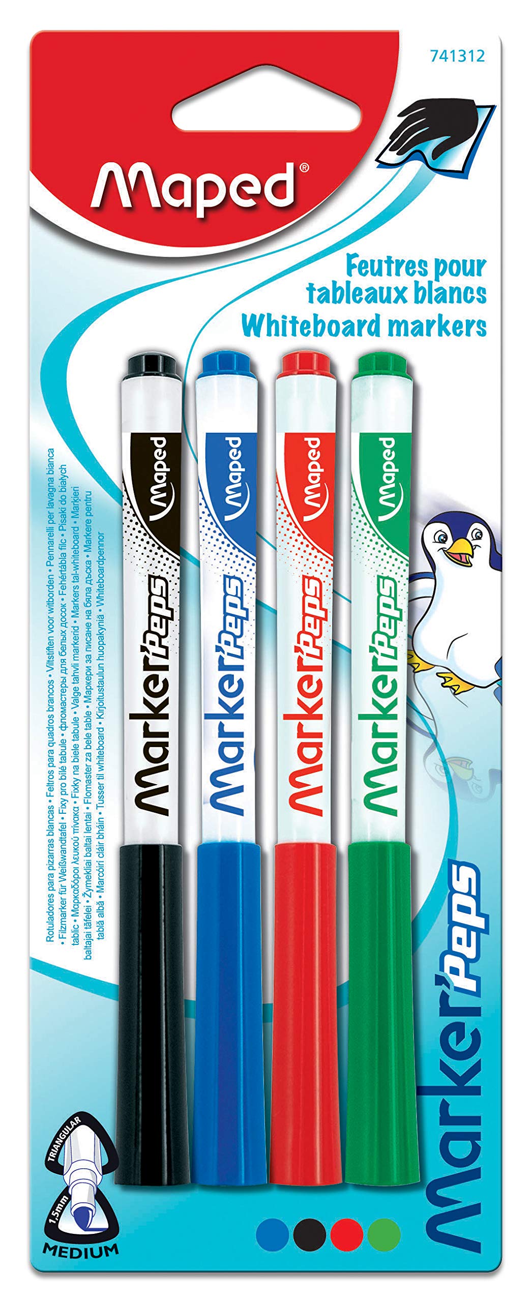 Maped M741312 – Whiteboard Marker Pens Peps (4 Pack)