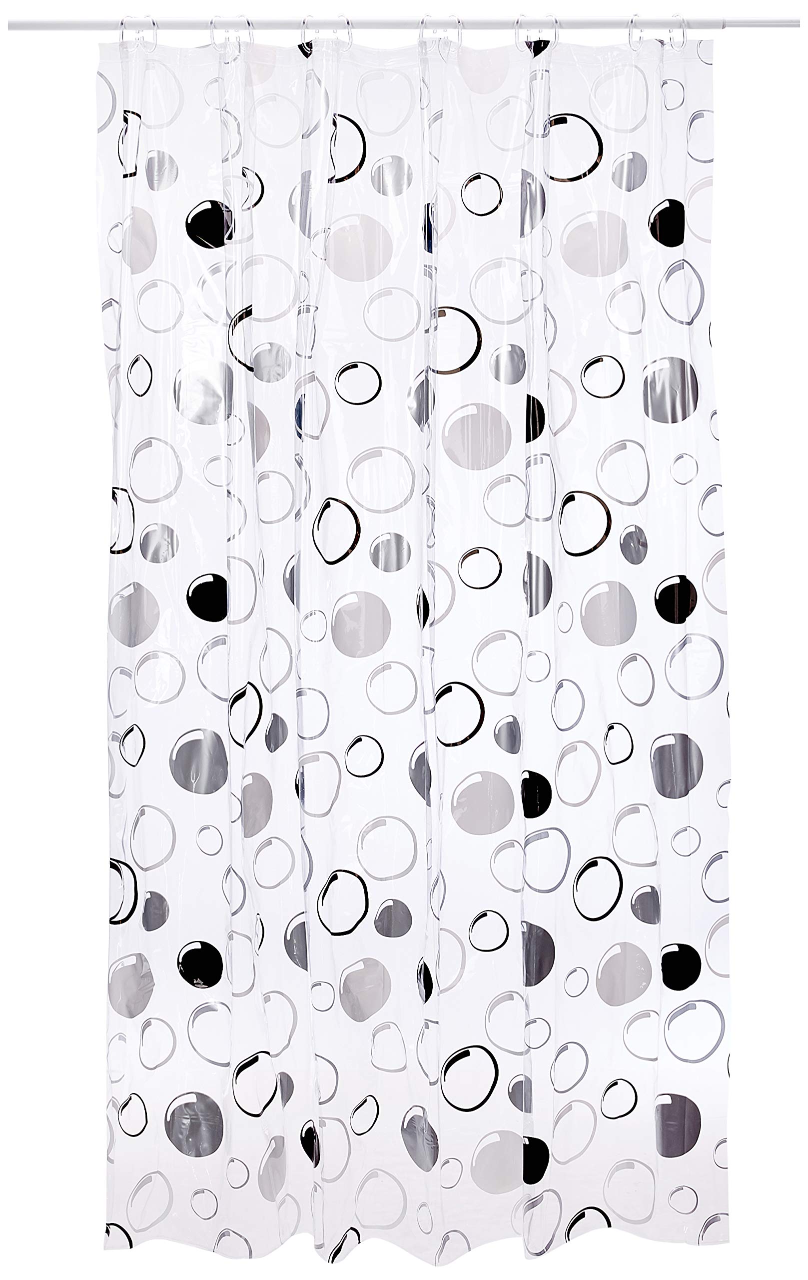 Spirella Lifestyle Plastic Curtain – Ball, Silver/Black, 1117615, White, Standard