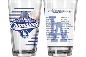 Logo Brands Los Angeles Dodgers 2025 World Series Champions Official 16 oz. Roster Pint Beer Glass