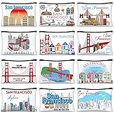 Reginary 12 Pcs City Souvenir Gifts Texas State Gifts Chicago City Souvenirs California Makeup Bag Paris San Francisco Alaska Zippered Cosmetic Bag for Women Traveler Souvenirs(San Francisco)