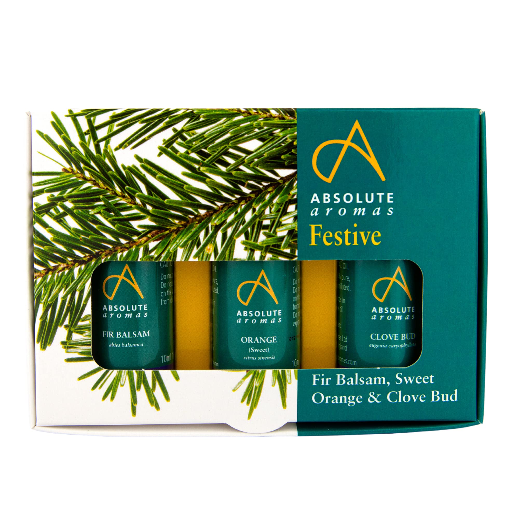 Absolute Aromas Christmas Essential Oils Set - Pack of 3 x 10ml - 100% Pure Clove Bud, Sweet Orange & Fir Balsam Essential Oils