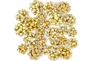 WRAPAHOLIC Gold Gift Bow Assortment (24 Bows) for Birthday, Wedding, Christmas, Baby Shower, Bridal Showers