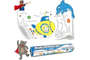 Todos Aman DIY No Mess Restickable Sticky Coloring Drawing Paper Roll, Fun Relaxing Therapeutic Activity for Toddlers, Kids, 