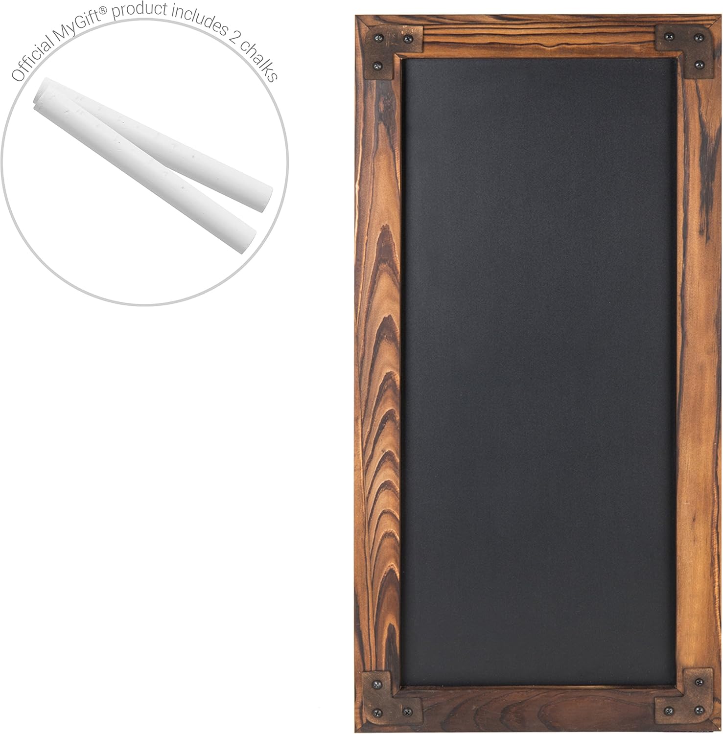 MyGift 12 X 25-Inch Wall-Mounted Erasable Chalkboard with Dark Brown Wood Frame : Office Products