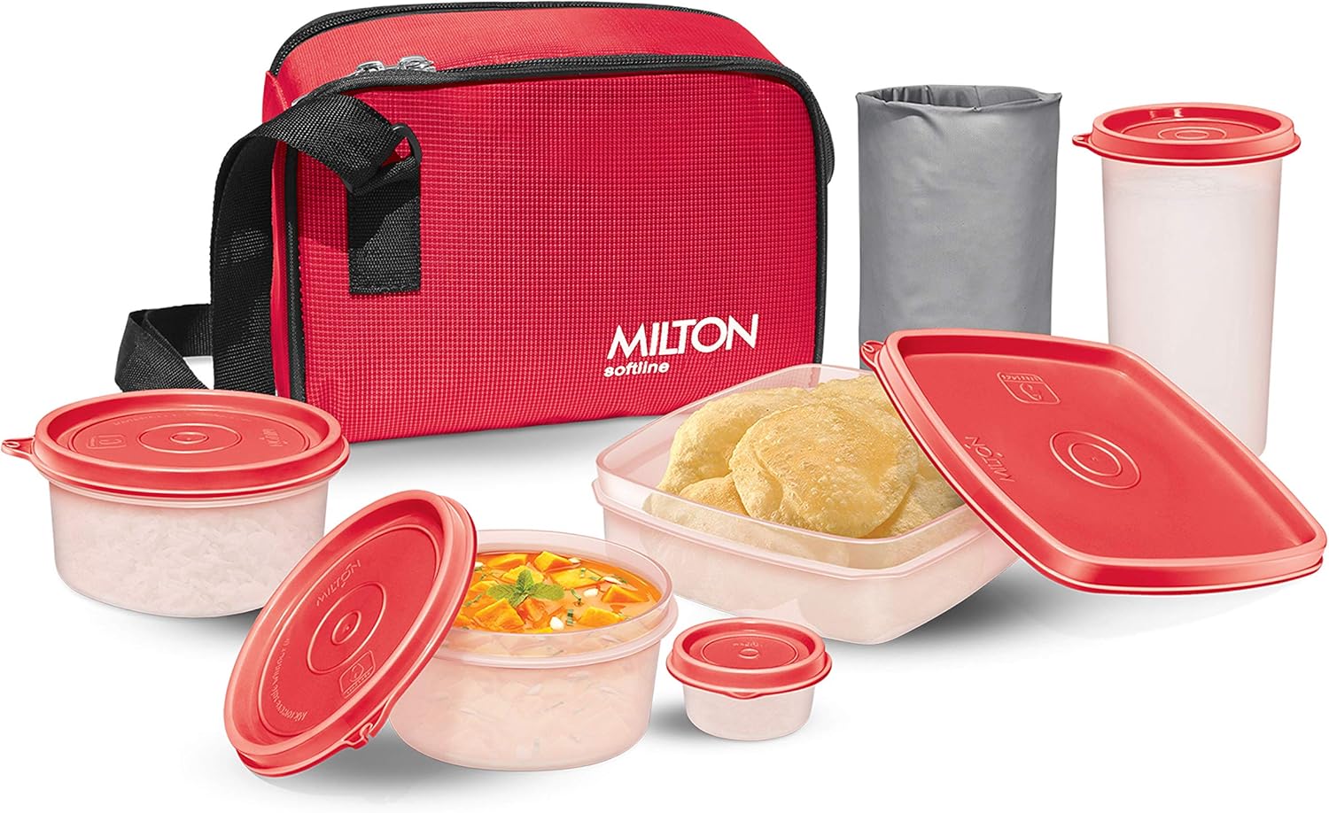 Buy Milton Prime Lunch Plastic Tiffin Box Set, 5Pieces, Red Online at Low Prices in India