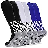 Regilt 3 Pairs Kids Youth Grip Soccer Socks, Non Slip Knee High Soccer Football Sport Socks for Boys Girls Age 8-17