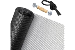Senneny 48" x 117 Adjustable Window Screens with Rolling Tool and Screen Retainer Spline, DIY Custom Fiberglass Screen Mesh, Window Screen Replacement for Windows Doors and Patio Screens, Black