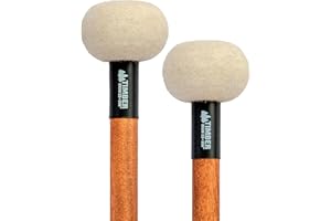 Timber Drum Co. Timpani Mallets, Medium Felt –– Sticks for Drum Set, Cymbal Roll, Percussion –– Birch Wood Handles 15.25"