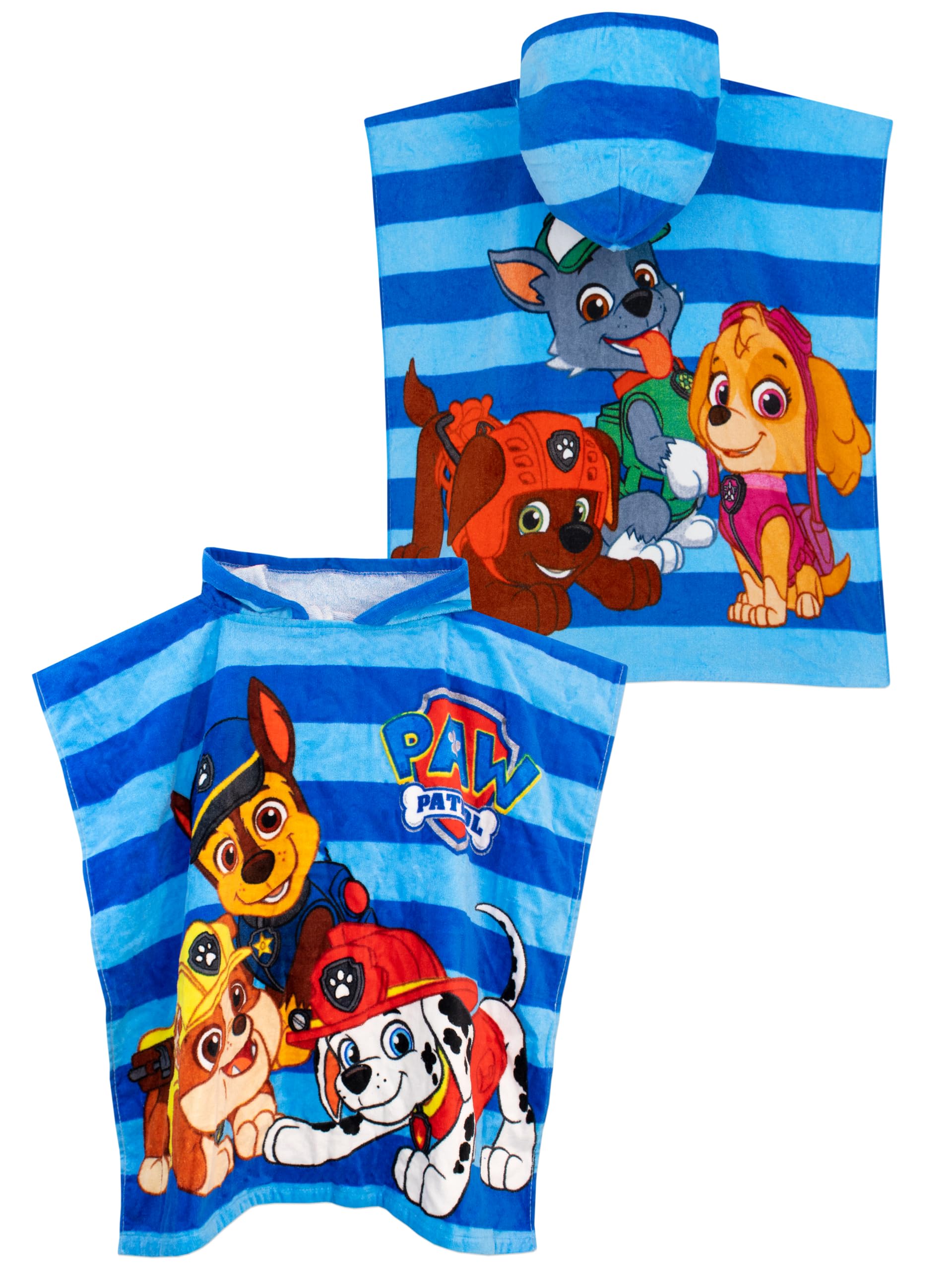 Paw Patrol Boys Towel Poncho Chase Rubble Marshall Blue One Size