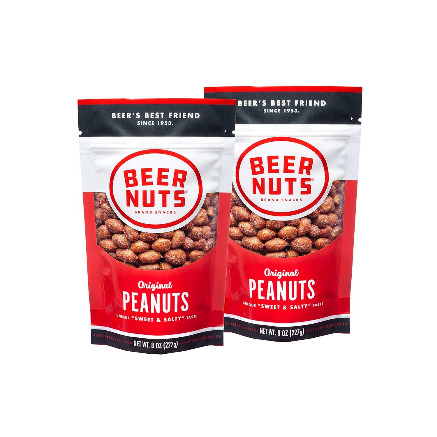BEER NUTS Original Peanuts 8oz Resealable Bag, Sweet and