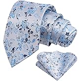 Alizeal Mens 3.15inches Flower Patterned Tie with Floral Printed Pocket Square