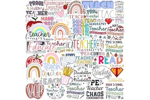 MAIOUSU STORE 50PCS Teacher Stickers,Aesthetic Teachers Day Gift Card Vinyl Waterproof Stickers for Water Bottle Laptop Luggage Helmet Skateboard Snowboard Guitar Scrapbook Phone Gifts for Teens Girls