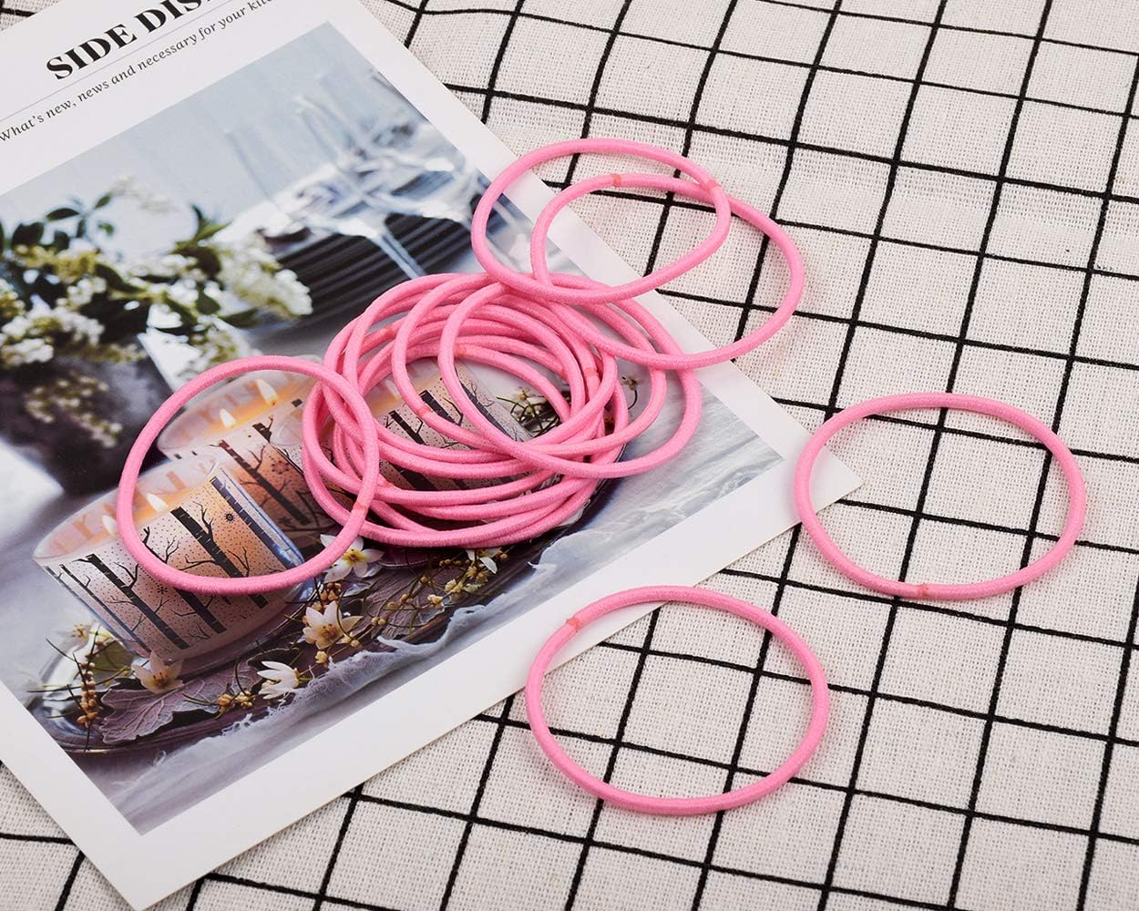 SCSpecial Elastic Hair Ties 50 Pieces Hair Elastic Bands 2.5 mm Ponytail Holders for Women and Girls - Pink - Image 4