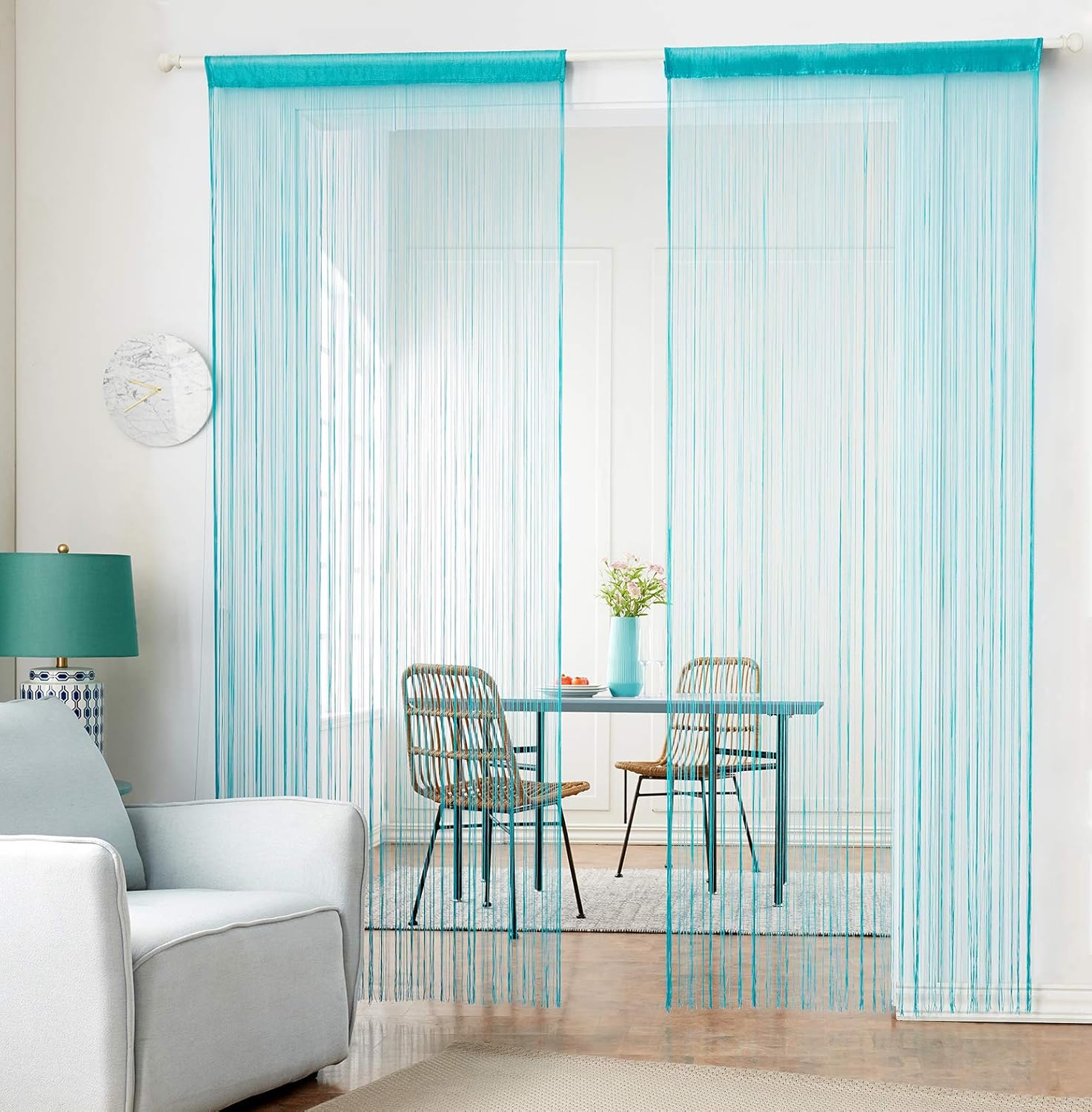 HSYLYM Knitting String Curtain Panels Dense Polyester Fringe Curtain