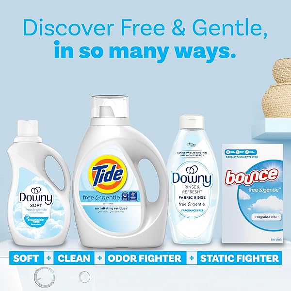TIDE FREE & GENTLE LIQUID LAUNDRY DETERGENT, 84 FL OZ, 64 LOADS, HE COMPATIBLE