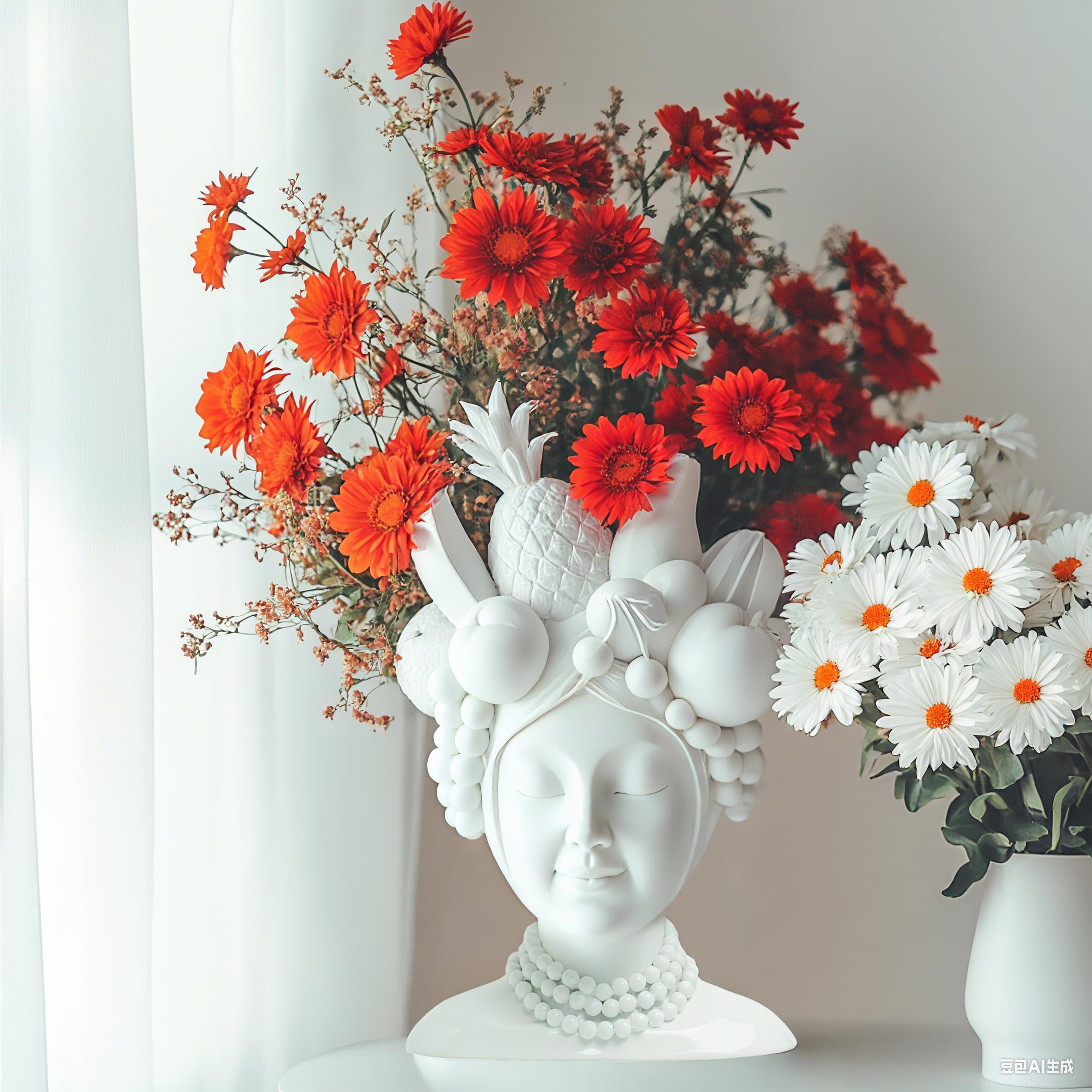 Photo 1 of DiliComing Face Planters Pots Head Planter - 14 Inch Head Planters for Indoor Planter Pot with Drainage Hole for Indoor and Outdoor Tabletop Decor Flower Vase 9 x 8.25 x 14.25 Inch