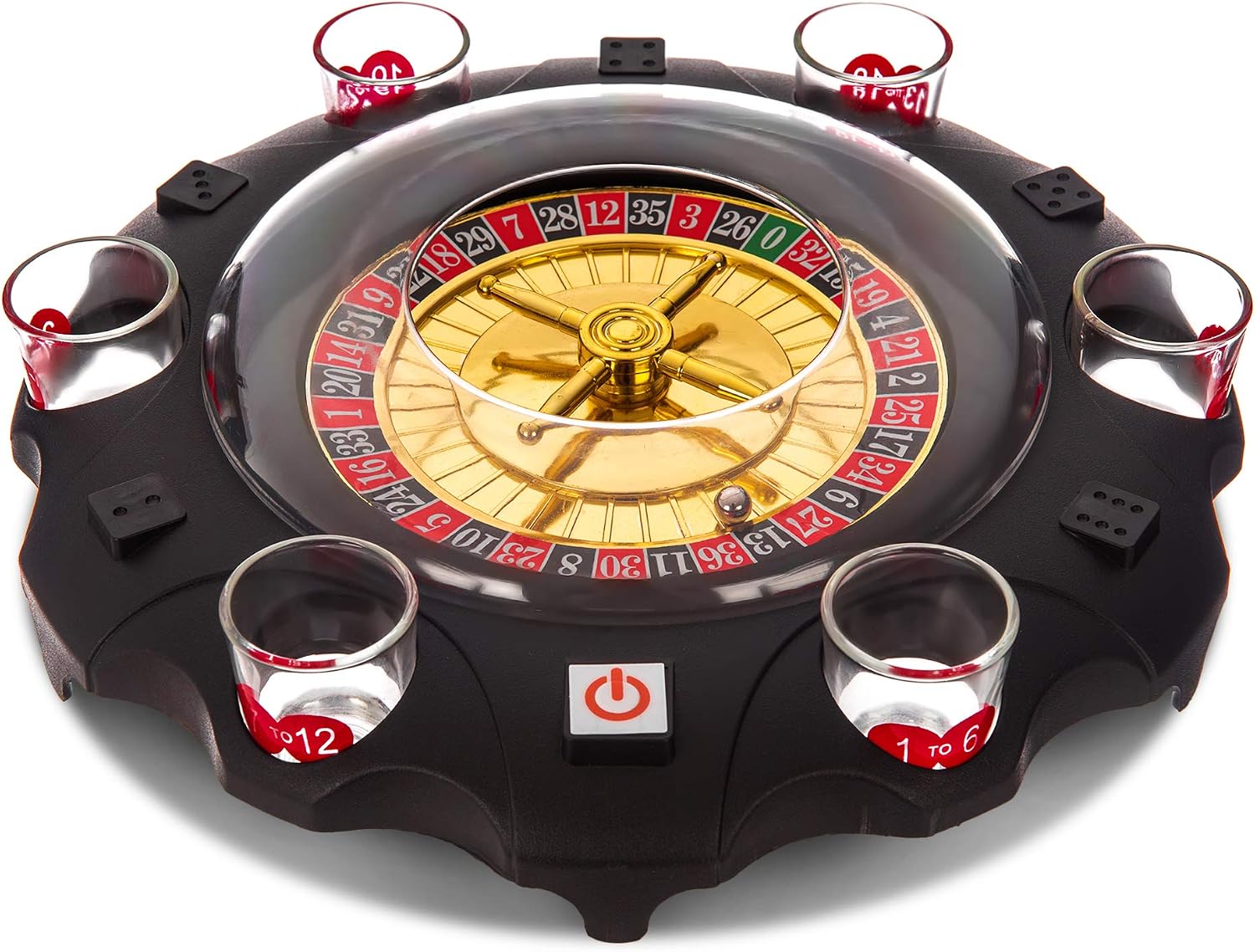 FiNeWaY Electric Drinking Roulette Turntable Party Set Spin Shot STAG Hen Game 6 Glass Games Adult Casino Fun Bar Christmas Xmas New Year