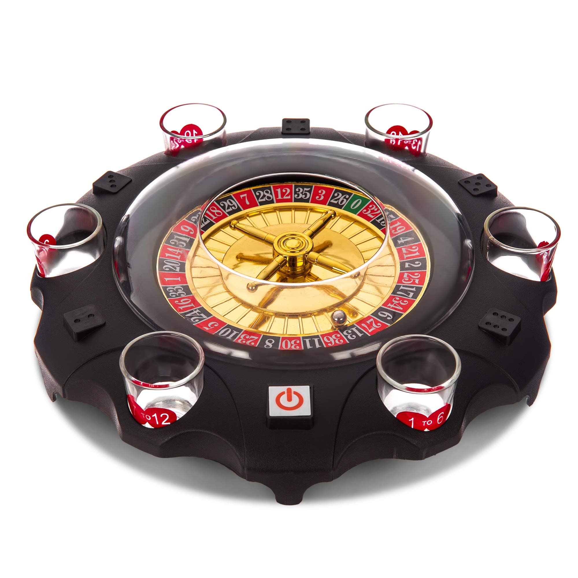 FiNeWaY Electric Drinking Roulette Turntable Party Set Spin Shot STAG Hen Game 6 Glass Games Adult Casino Fun Bar Christmas Xmas New Year