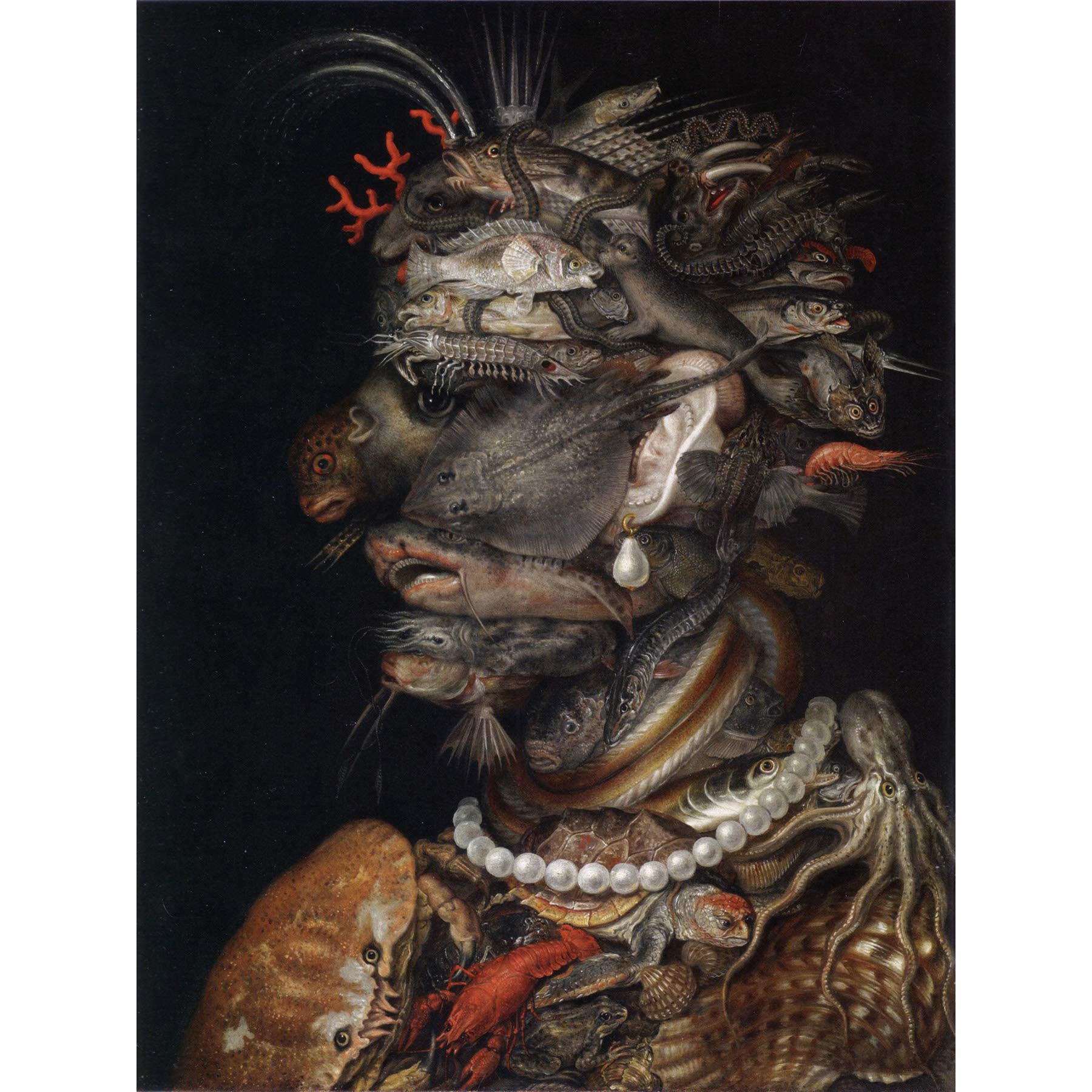 Artery8 Arcimboldo Water Fish Animals Sea Portrait Surreal Painting Large Wall Art Poster Print Thick Paper 18X24 Inch