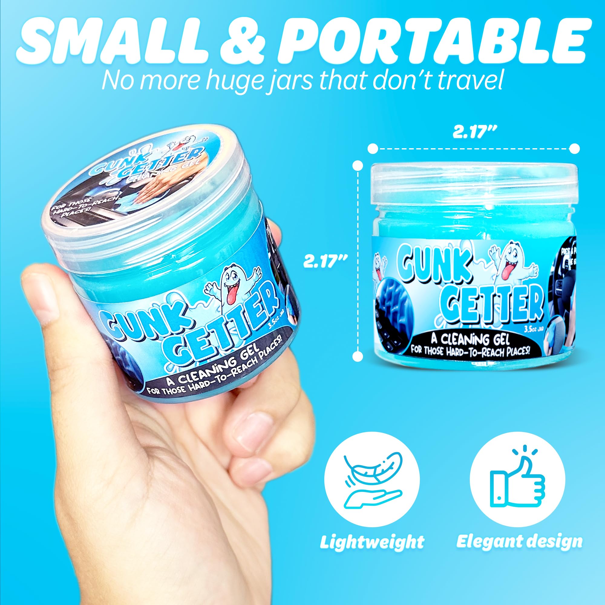 PeerBasics Gunk Getter, Cleaning Gel for Those Hard to Reach Places, Automotive Cup Holder Electronic Keyboard Office, Slime Gel Cleaner Dust Crumb Removal (Jar, Blue, 3.5oz)