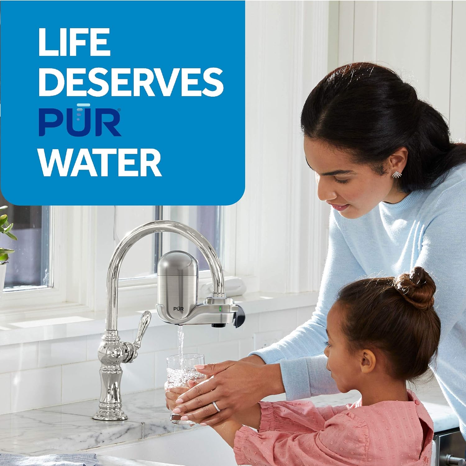 PUR PUR-0A1, Stainless Steel Faucet Mount Water Filtration System - Faucet Mount Water Filters - 