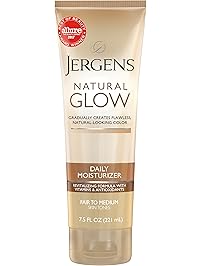 Jergens Natural Glow Daily Moisturizer for Body, Fair to Medium Skin Tones, 7.5 Ounce Tube