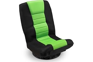 Buymoth Swivel Floor Gaming Chair, Folding Video Reclining Sofa w/6 Adjustable Position, Padded Backrest & Cushion, Lazy Lounger Couch for E-Sports, Reading, Relaxing, Watching TV, Green