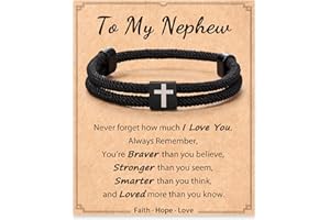 Shonyin Boys Valentines Gifts, Faith Cross Bracelet for Teenage Boy, Ideal Gift for Son, Grandson, Nephew, Brother