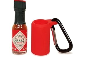 HIGHERHUMAN Tabasco Sauce Keychain - Includes Mini Bottle of Original Hot Sauce. Miniature Individual Size Perfect for Travel, Key Chain or Purse. Refillable and Strong.