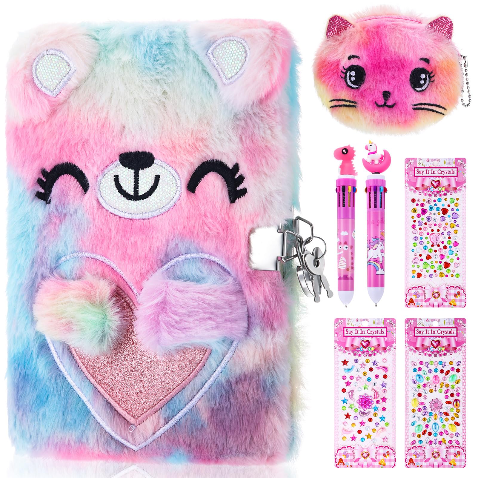 Invalidism Bear Secret Diary for Girls, Kids Stationary Sets Girls Stationary Sets for Girls Secret Diary with Lock and Pen Girls Stationary Gift Sets for 6-13 Year Old Girls Notebooks for Girls