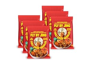 FLYBYJING Chili Crisp Noodles - Sun-Dried, Wavy Asian Instant Noodles Tossed in Sichuan Chili Crisp Sauce - Ready in 6 Minutes - Vegan, High Protein, No MSG, 4.02 oz (Pack of 6)