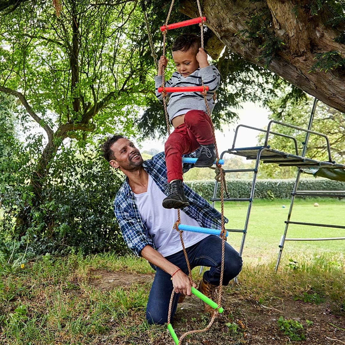 TOPNEW 6.6 Ft Climbing Rope Ladder for Kids, Climbing Ladder Hanging Rope Ladder for Indoor Play Set and Outdoor Tree House, Playground Swing Set and Ninja Slackline: Toys & Games