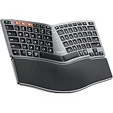 ProtoArc Bluetooth Ergonomic Keyboard, EK04 Mini Compact Wireless Ergonomic Keyboard, Hard Palm Rest, Multi-Device, Split Design, Rechargeable, Compatible with Windows, Mac OS