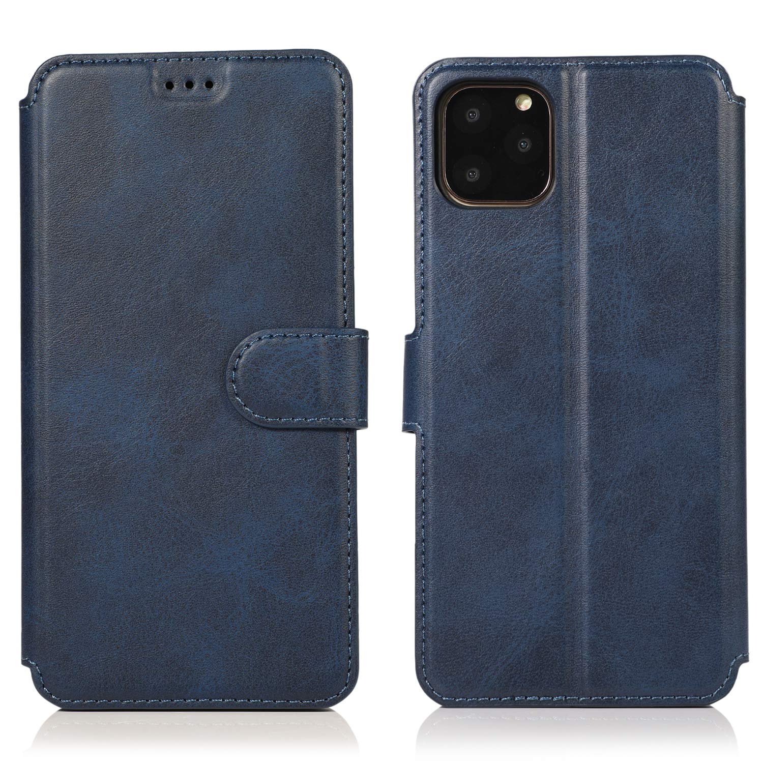 QLTYPRI Case for iPhone 11 Pro Max, Premium PU Leather Simple Wallet Case with Card Slots Kickstand Magnetic Closure Shockproof Flip Cover for iPhone 11 Pro Max - Blue