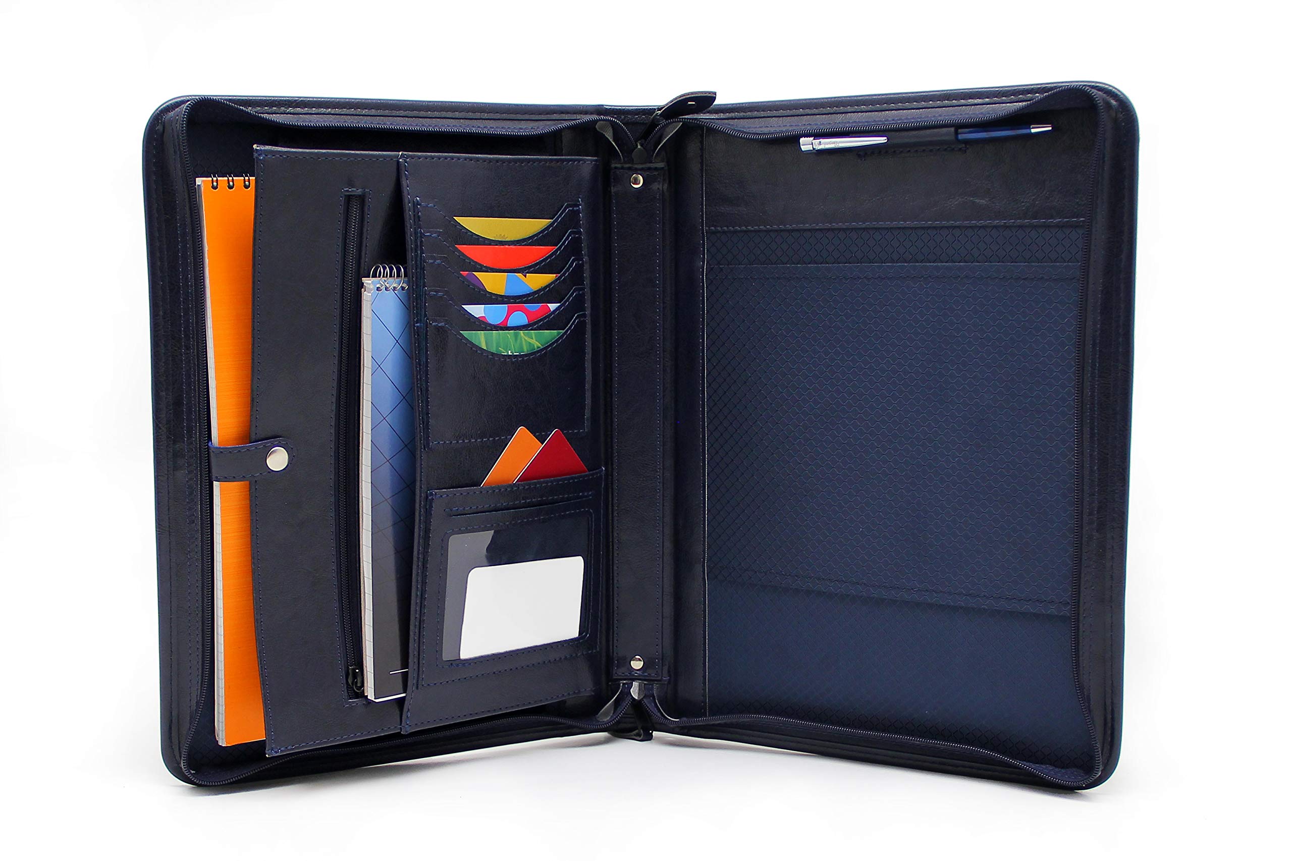 Faux Leather Portfolio, Notepad case, Notebook Holder, Conference Folder A4 (Blue)