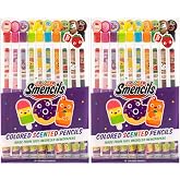 Colored Smencils 2 Pack, Scented Colored Pencils for Kids, 20 Count | Patented gourmet scented colored pencils made from recycled newspapers. Two 10-count packs for school supplies and rewards.