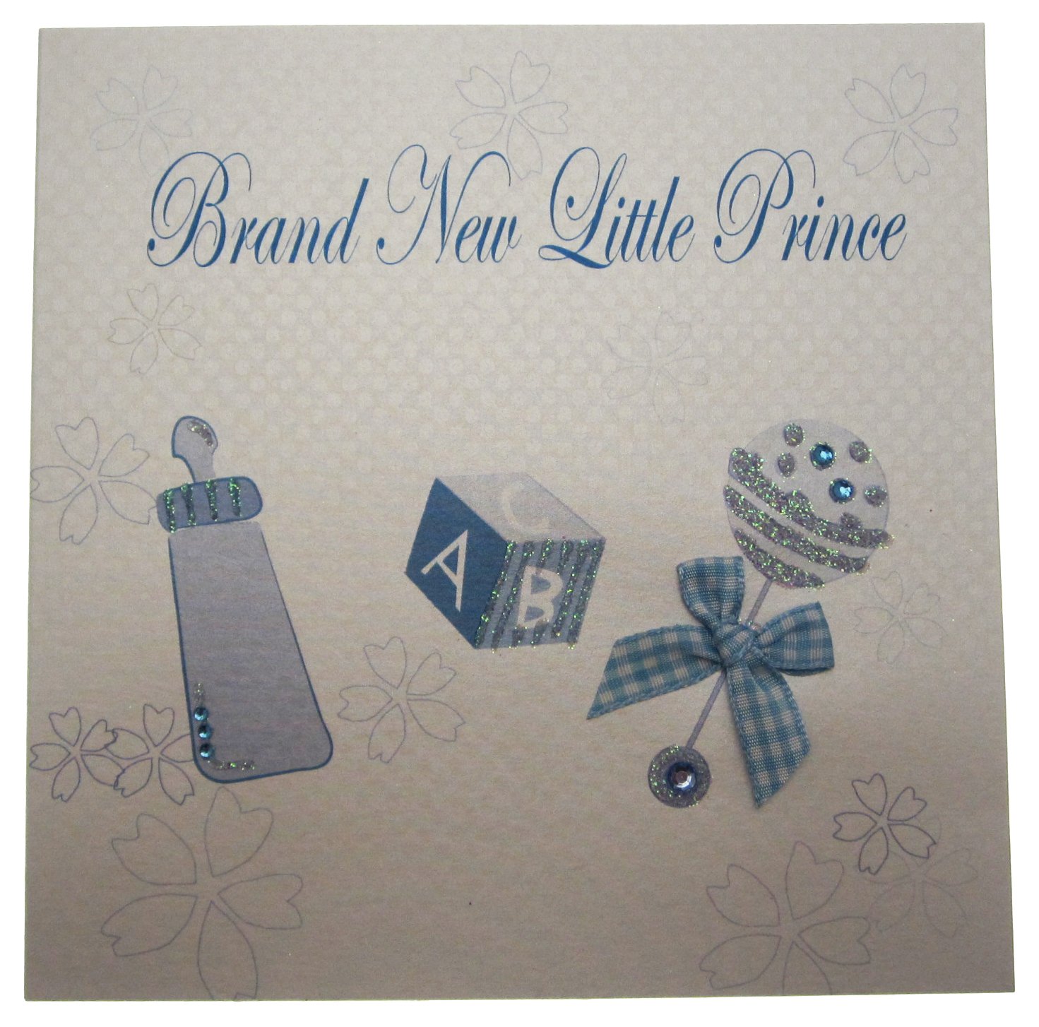 white cotton cards 1-Piece Little Prince Handmade Card, Blue Rattle