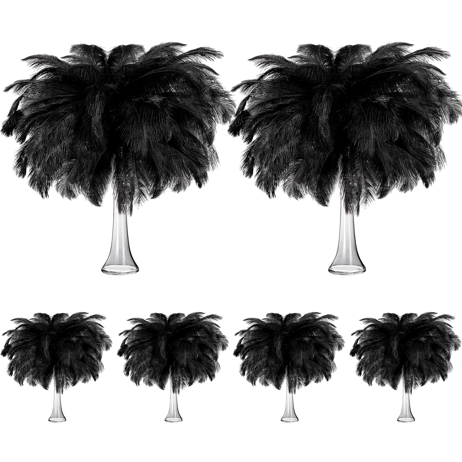 Photo 1 of Tigeen 200 Pcs Ostrich Feathers Bulk, 12-14 Inch Large Natural Ostrich Feathers Plumes for Wedding Party Centerpieces DIY Crafts Vase Decorations (Black)
