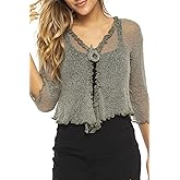 Back From Bali Womens Sheer Shrug Ruffle Cardigan Lightweight Sweater Bolero Arm Cover