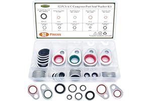 BUSY-CORNER A/C System Compressor Gasket Seals Air Conditioning Compressor Port Seal Washer Kit (52 pcs)