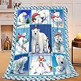 Christmas Polar Bear Blanket for Girls Women Boys Men Adults Kids Soft Cozy Fleece Cute White Bears Throw Blankets Gifts Warm Flannel Plush Lightweight Decor for Couch Bed Sofa 50"X40"